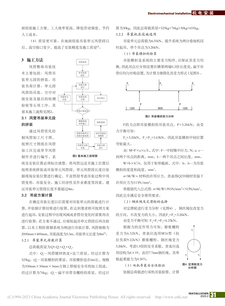 厂房内大型风管分段整体吊装技术分析与应用_张永振.pdf_第2页