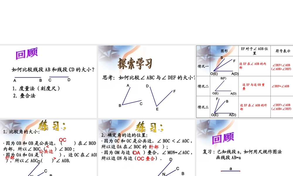 7.4 角的 大小的比较、画相等的角 课件（17张ppt）.ppt