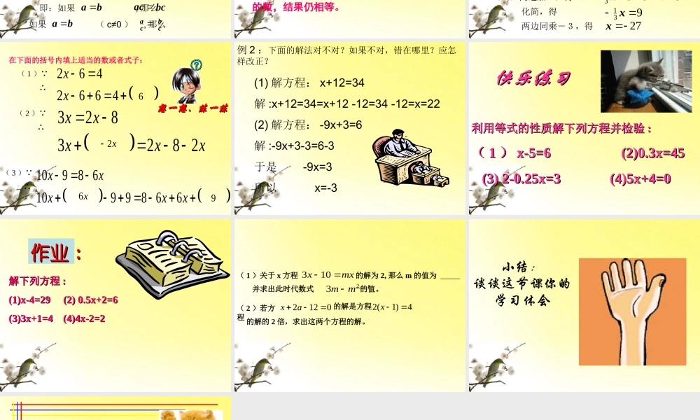 北京课改初中数学七上《2.4等式的基本性质》PPT课件 (3).ppt