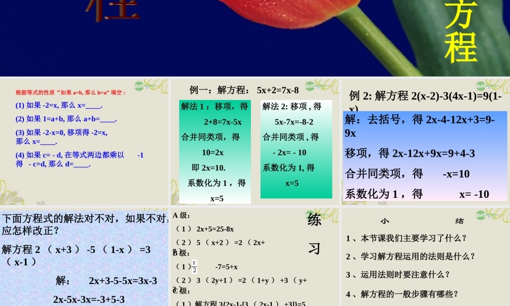 北京课改初中数学七上《2.5一元一次方程》PPT课件 (2).ppt