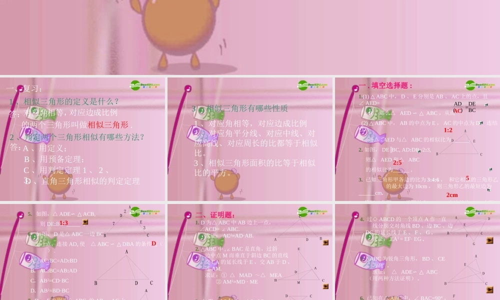 北京课改初中数学九上《19.5相似三角形的判定》PPT课件 (9).ppt