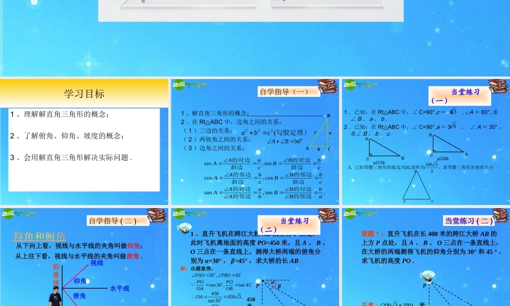 北京课改初中数学九上《21 解直角三角形复习 课件 北京课改版.ppt