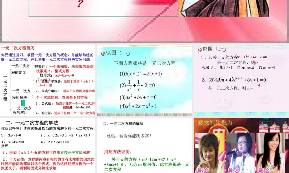 北京课改初中数学八下《第十七章一元二次方程复习课件（）.ppt