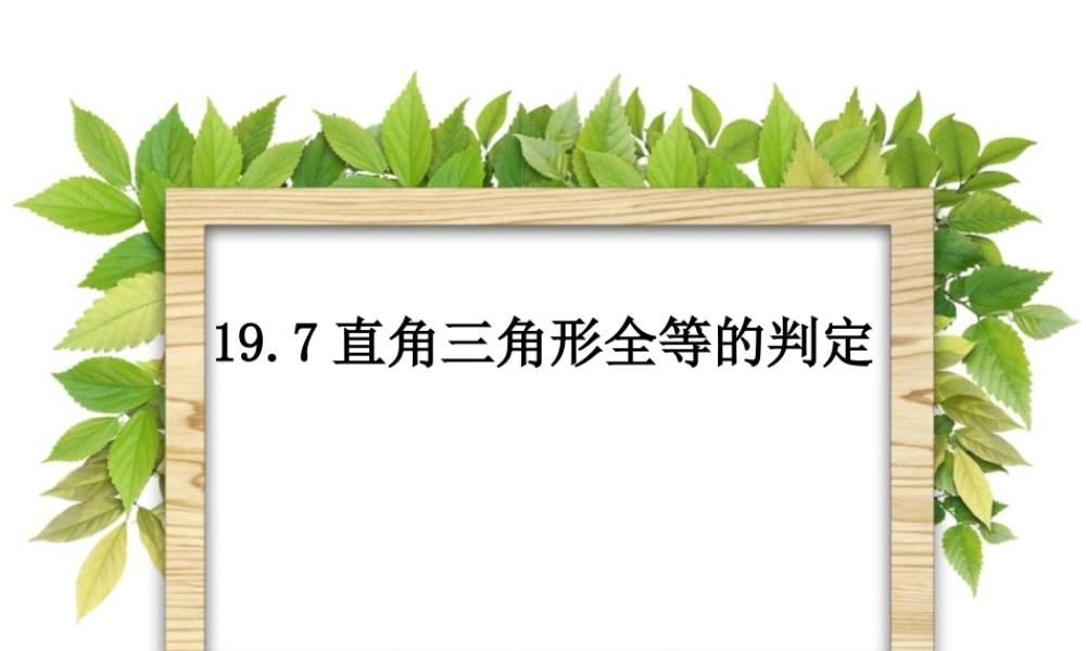 沪教版八上：19.7 直角三角形全等的判定 课件（22张ppt）.ppt