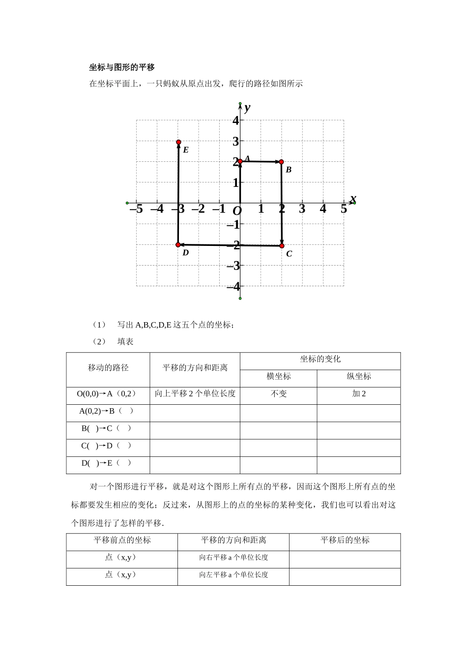 八年级下册数学冀教版 19.4 坐标与图形的变化 教案.doc_第2页