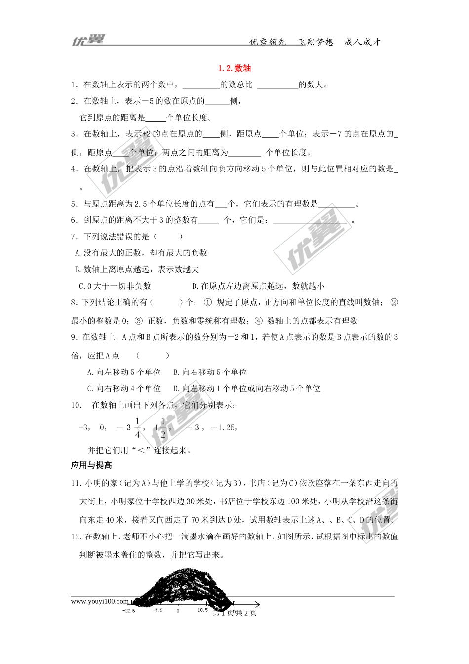 第一章专题练习5 数轴2.doc_第1页