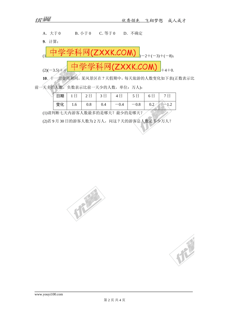 第一章专题练习12 有理数的加法1.doc_第2页
