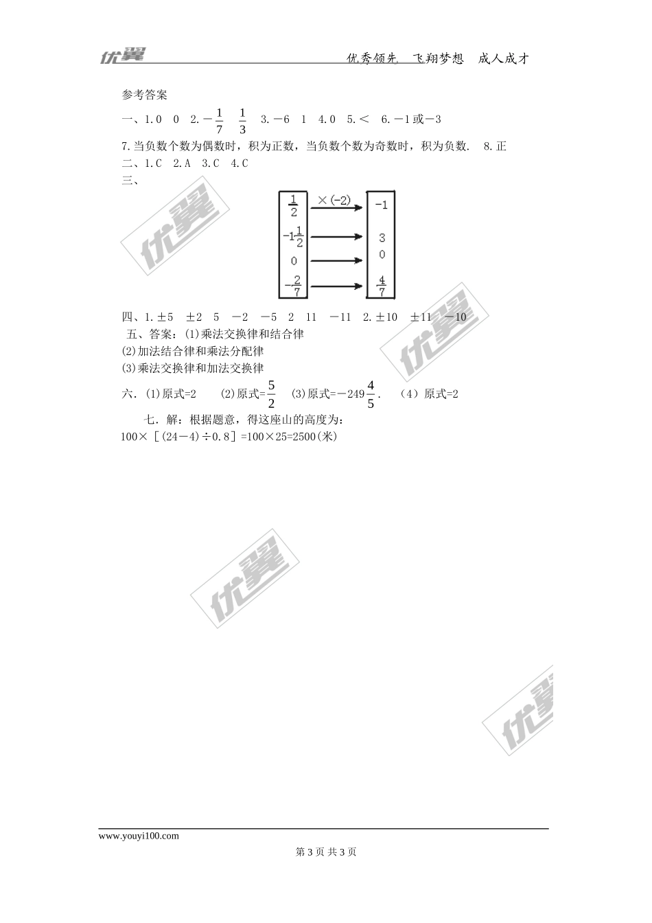 第一章专题练习21 有理数的乘法2.doc_第3页