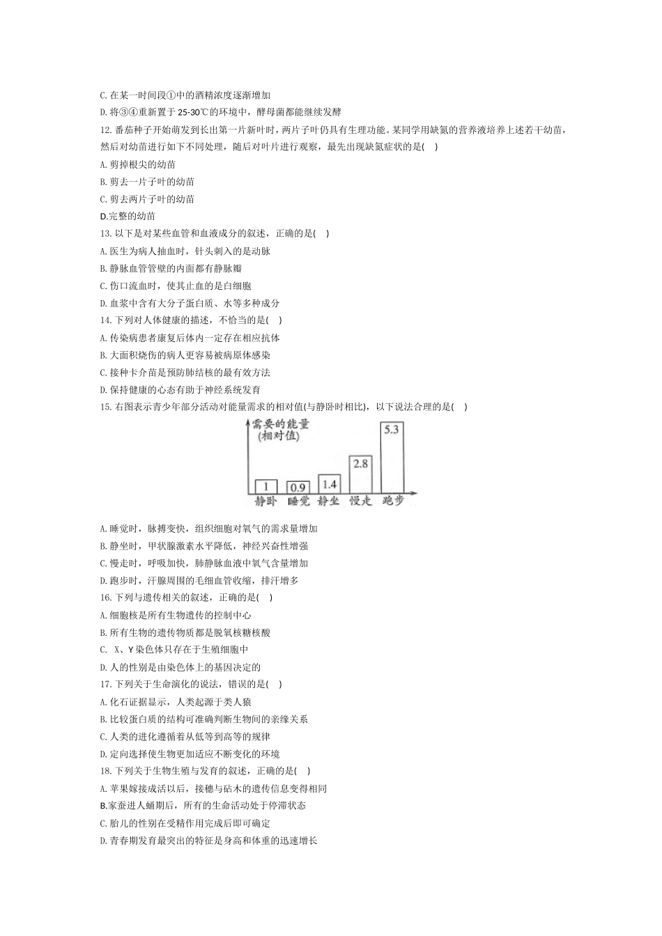 2019年山东潍坊市中考生物卷【jiaoyupan.com教育盘】.doc_第3页
