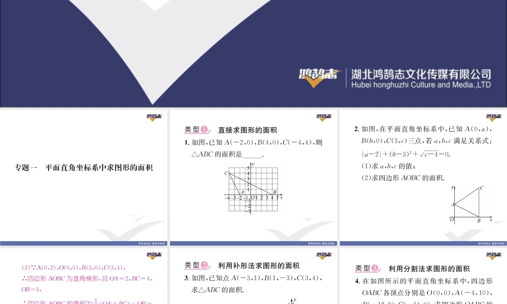 专题一平面直角坐标系中求图形的面积.pptx