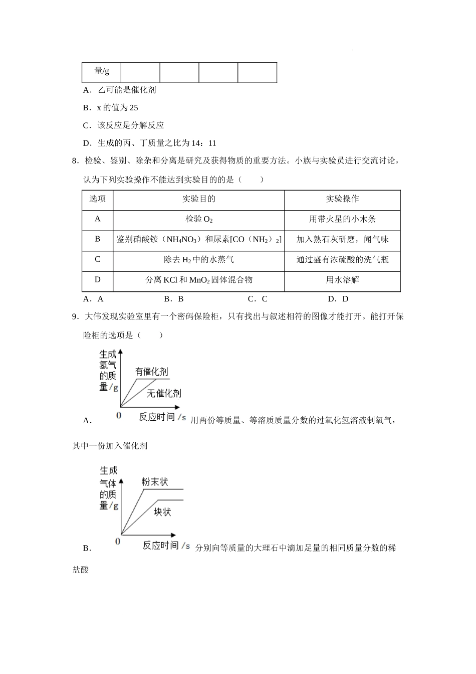 2022年湖北省鄂州市中考化学真题及答案.docx_第3页
