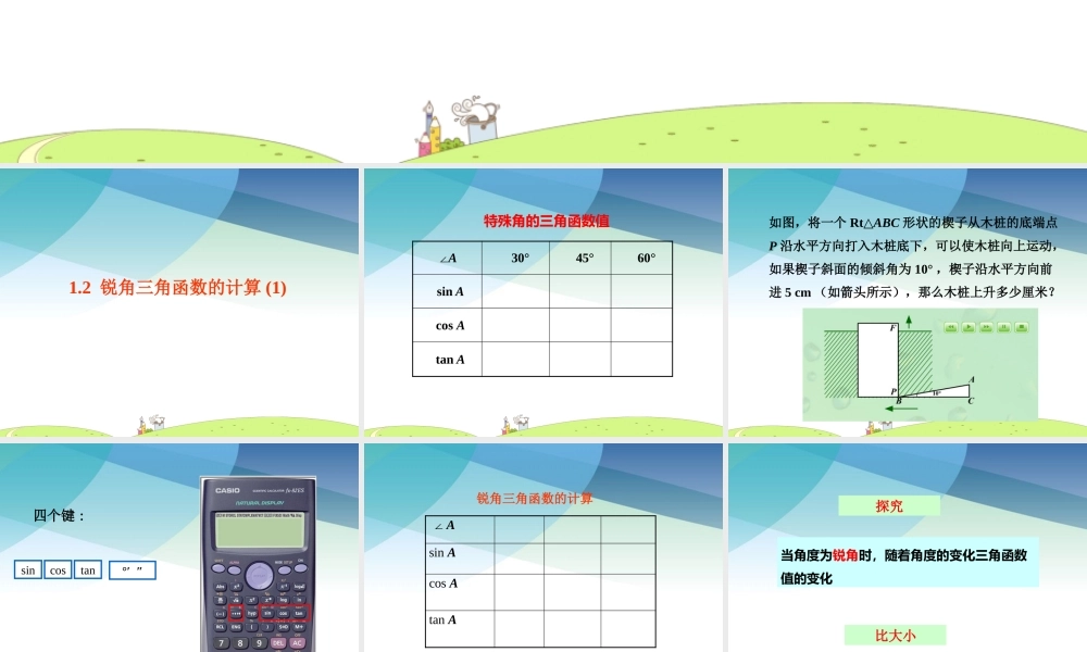 九年级下册数学浙教1.2 锐角三角函数的计算.pptx