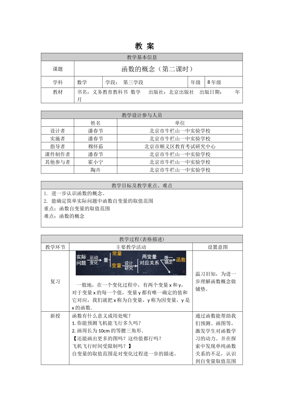 【公众号dc008免费分享】0422 函数的概念（第二课时)-1教案.docx_第1页