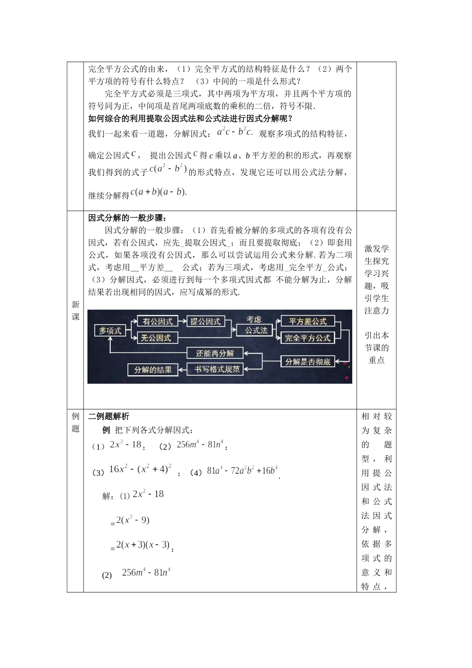 【公众号dc008免费分享】0629 -利用提公因式法和公式法因式分解-1教案.docx_第3页