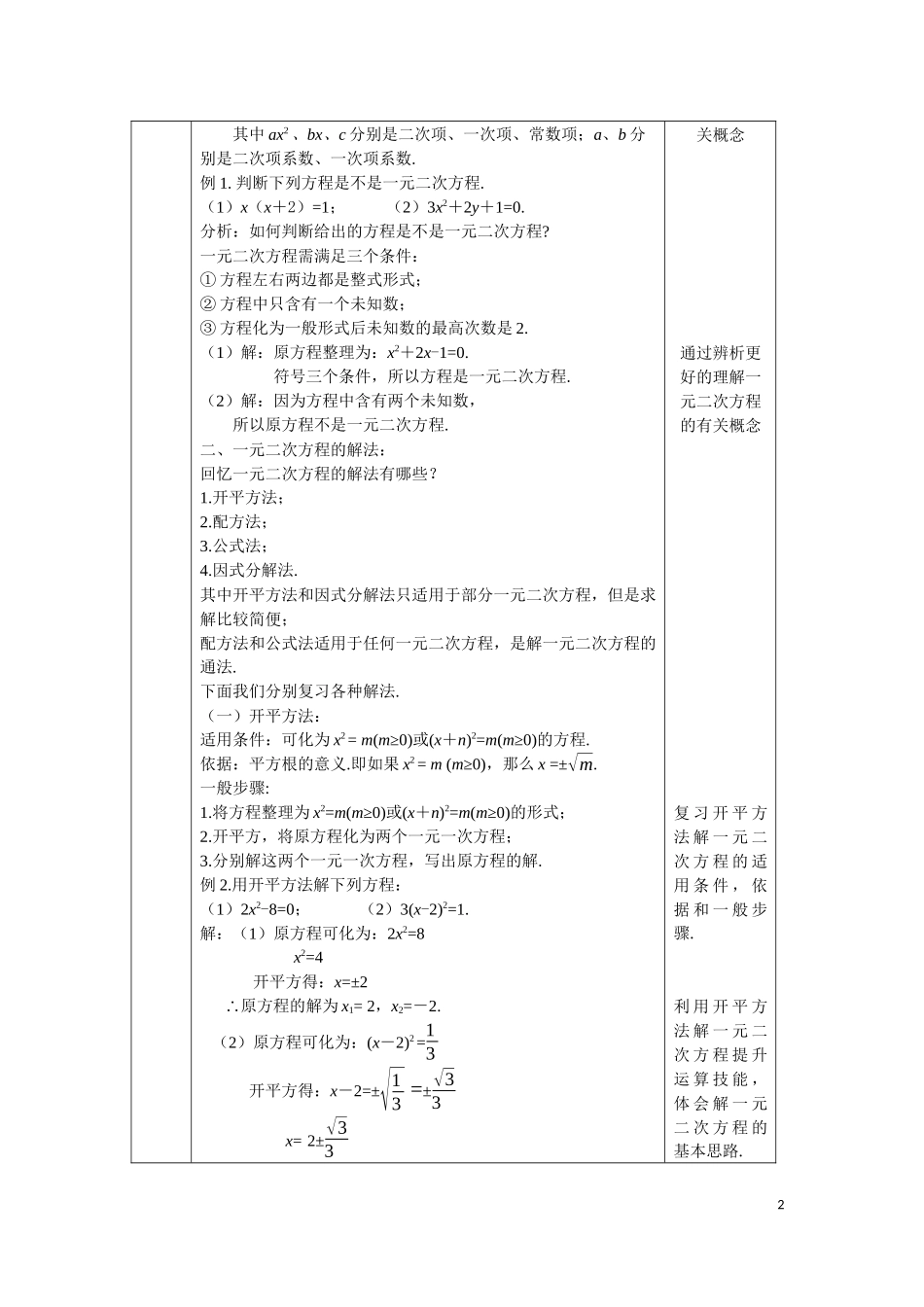 【公众号dc008免费分享】0623 -一元二次方程复习（第一课时）-1教案.docx_第2页