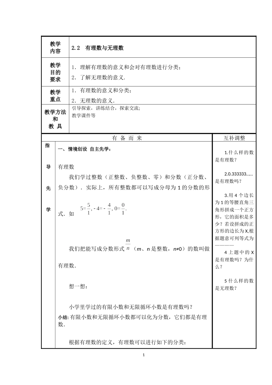 七上数学苏科版 2.2 有理数与无理数.docx_第1页
