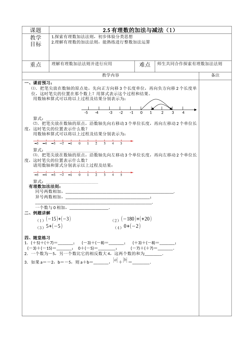 七上数学苏科版 2.5 有理数的加法与减法（1）.docx_第1页