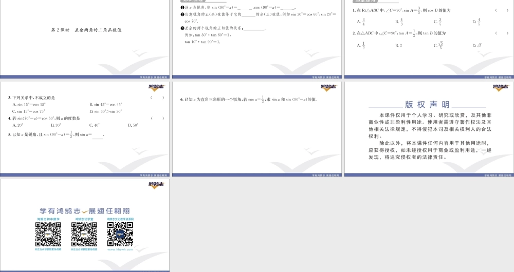 第2课时 互余两角的三角函数值.pptx