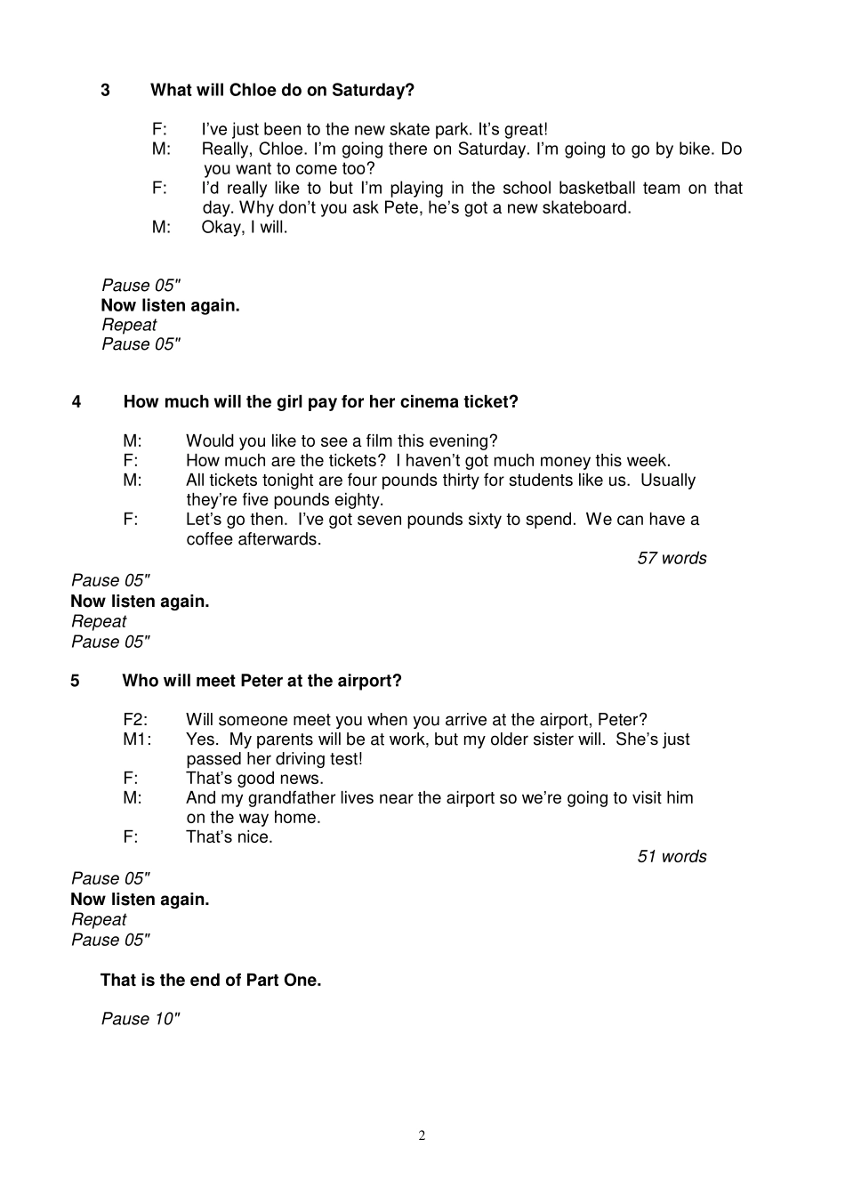 【听力样卷文本】A2 Key for Schools 2020 sample tests Listening - tape script.pdf_第2页