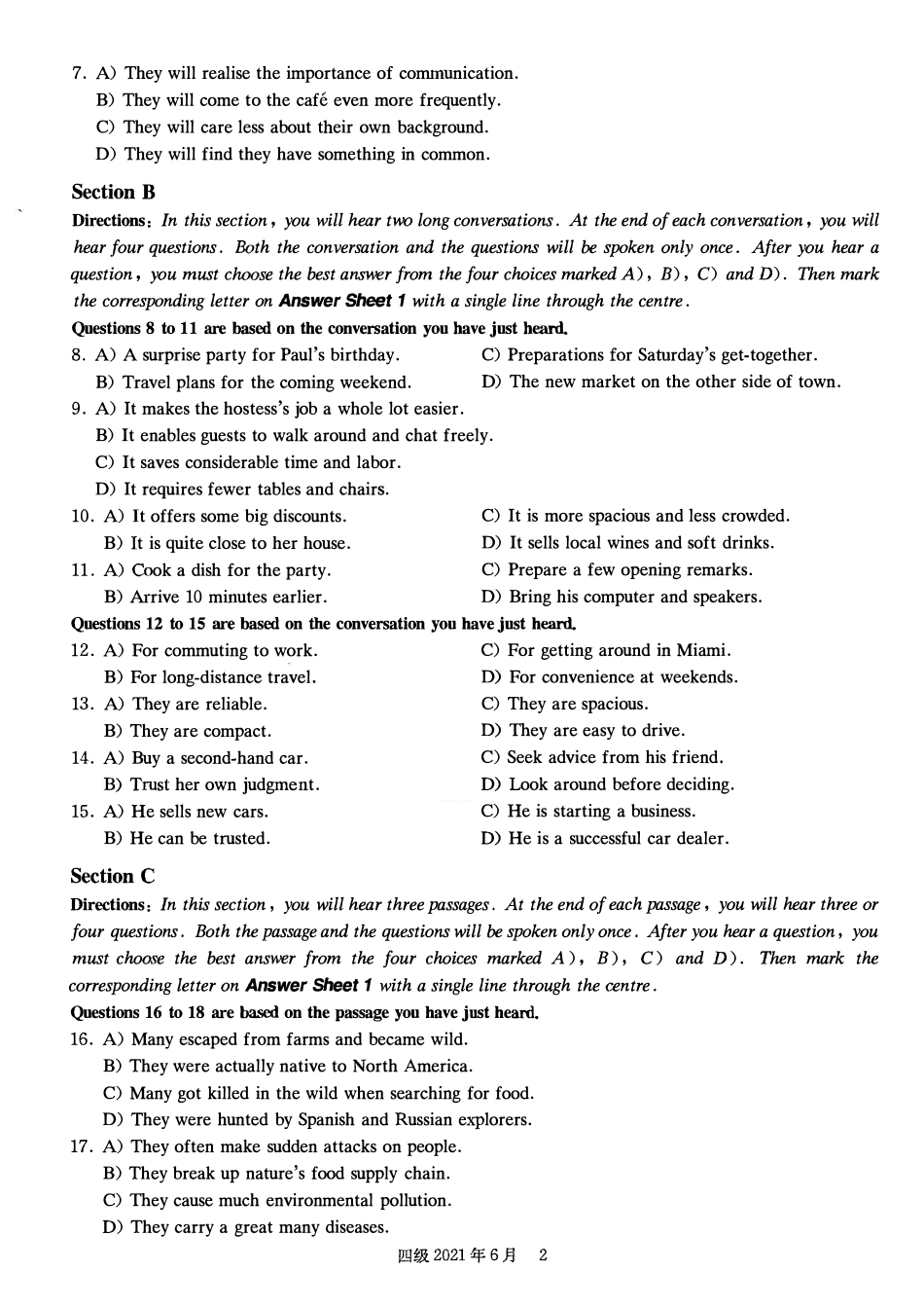 2021年06月四级真题第1套【可复制可划线查词】.pdf_第2页
