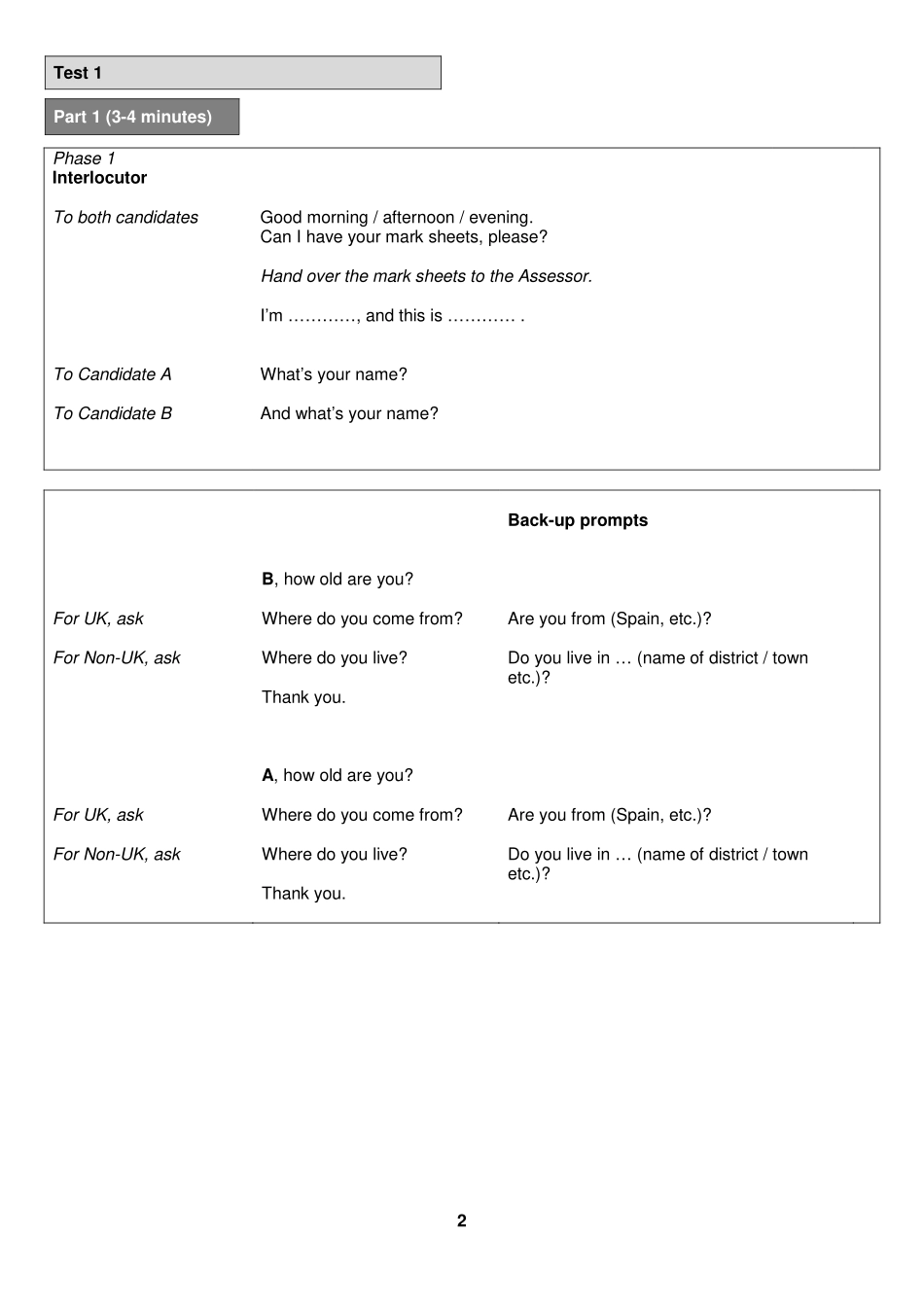 【口语样卷】A2 Key for Schools 2020 sample tests Speaking.pdf_第2页