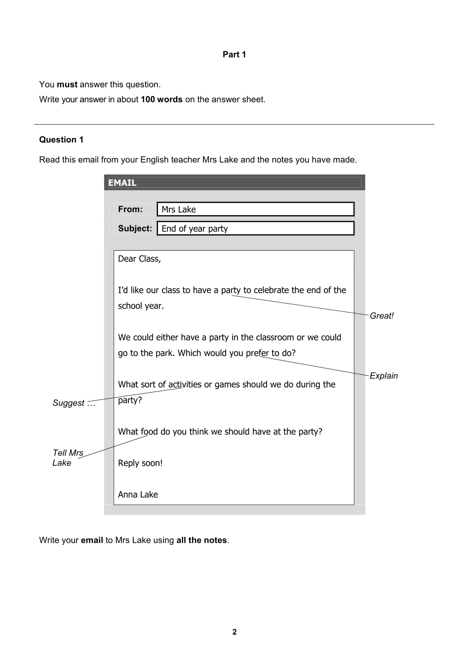 【写作样卷】B1 Preliminary Schools 2020 sample tests Writing - QP.PDF_第2页