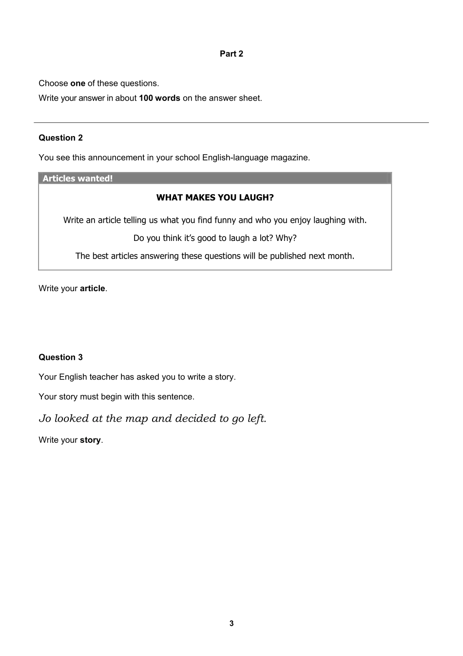 【写作样卷】B1 Preliminary Schools 2020 sample tests Writing - QP.PDF_第3页