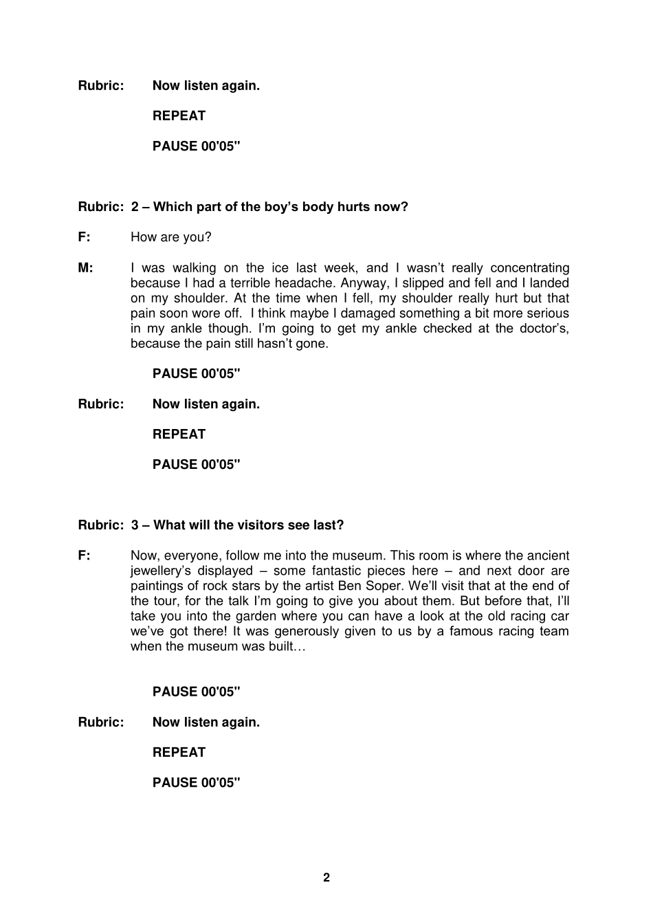 【听力样卷文本】B1 Preliminary Schools 2020 sample tests Listening - script.pdf_第2页