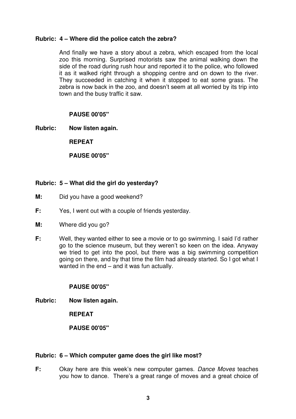 【听力样卷文本】B1 Preliminary Schools 2020 sample tests Listening - script.pdf_第3页