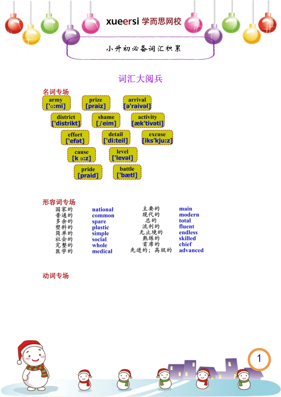 [第61讲] 小升初必备词汇积累.doc_第1页