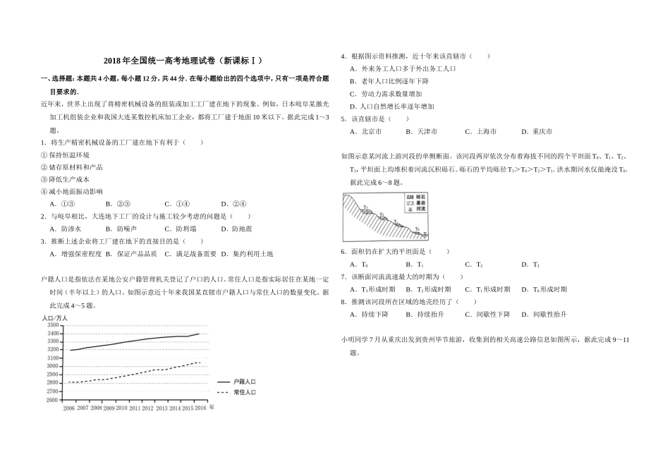 2018年高考真题 地理(山东卷)（原卷版）.doc_第1页