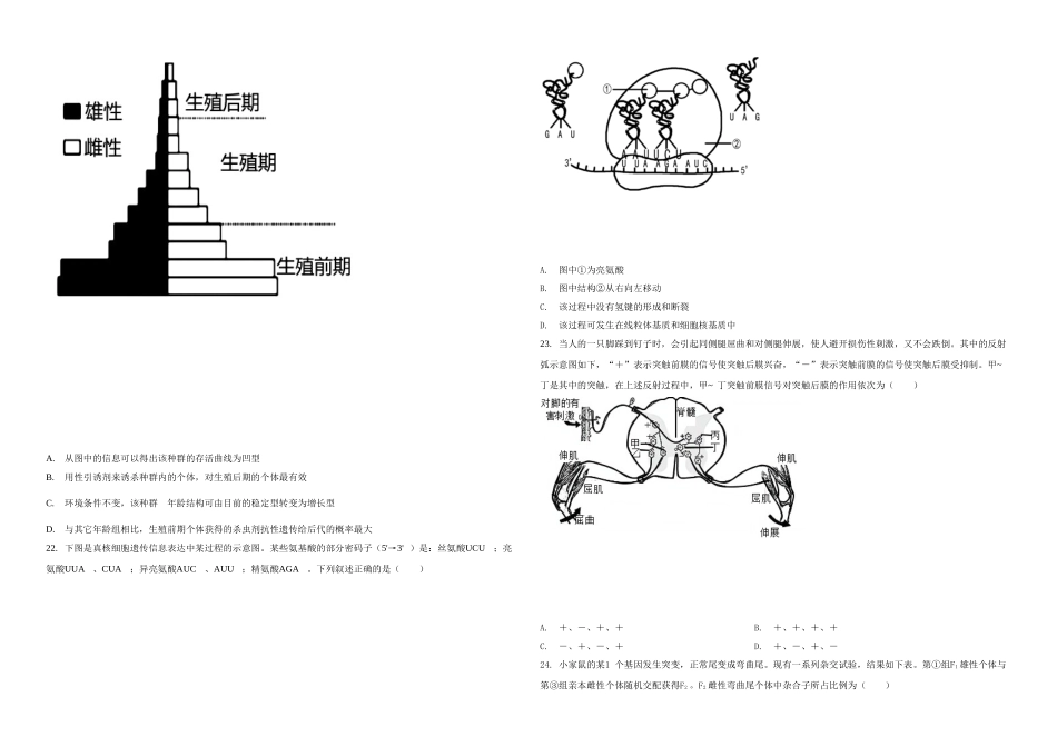 2021年浙江省高考生物【1月】（原卷版）(1).doc_第3页