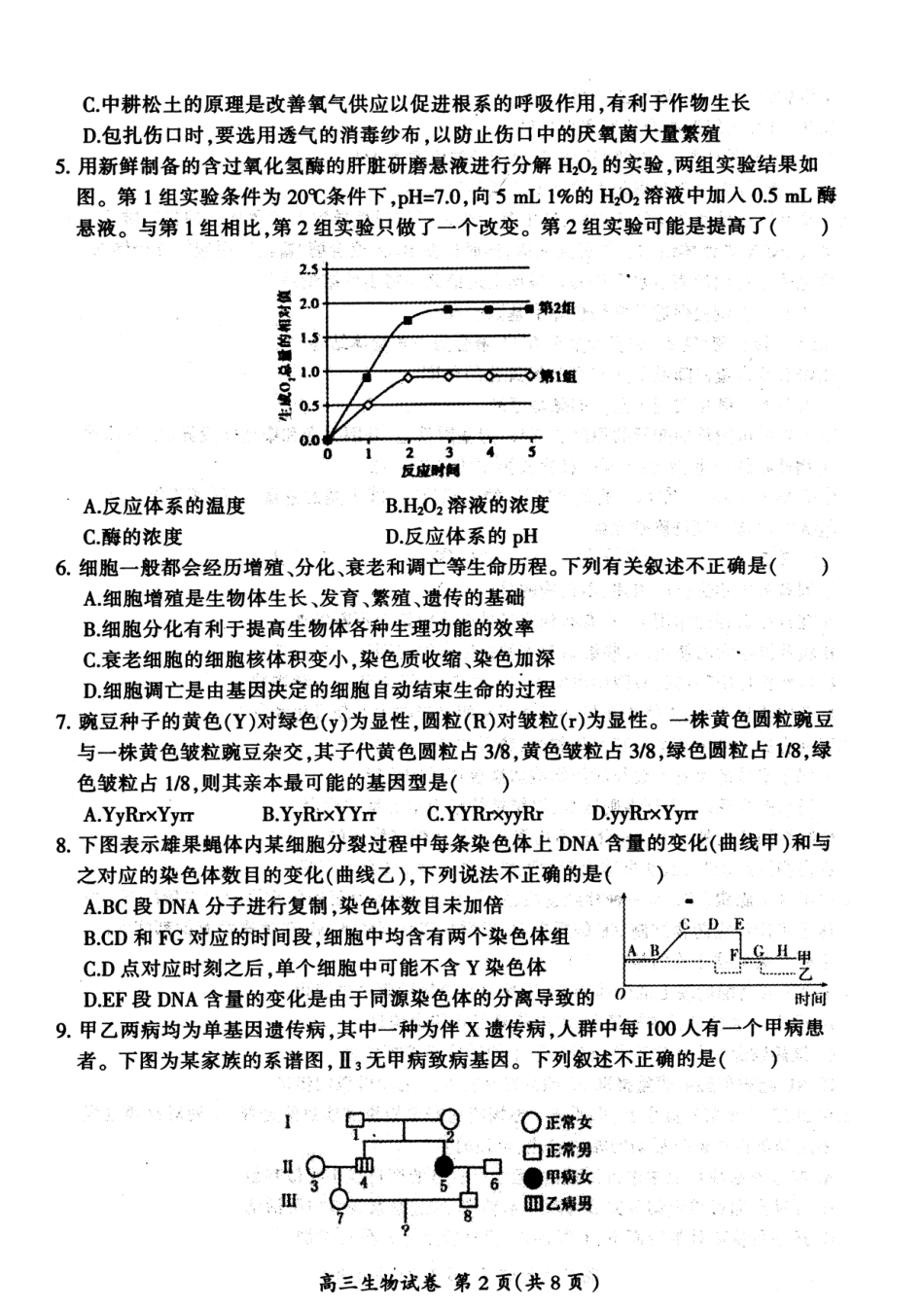 山西省大同市2022-2023学年高三第一次学情调研测试生物试题.docx_第2页