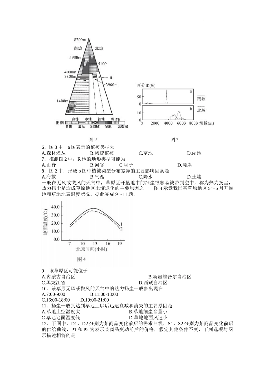 2022届东北三省四市教研联合体高考模拟试卷（二）文综试题 word.docx_第2页