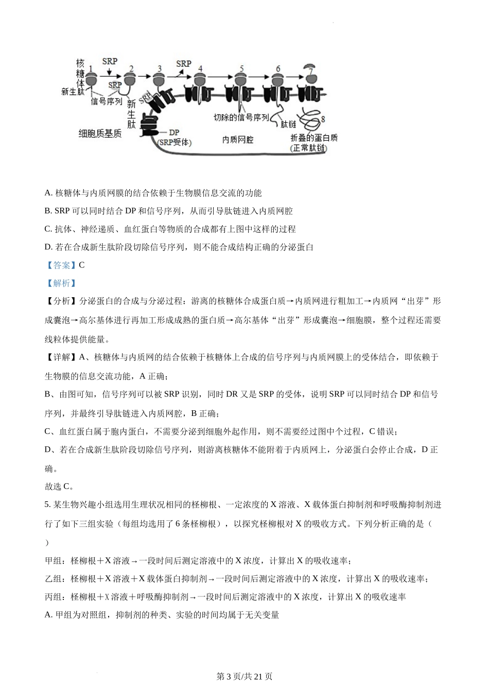 湖南省永州市一中2022-2023学年高三上学期第三次月考生物试题Word版含解析.docx_第3页
