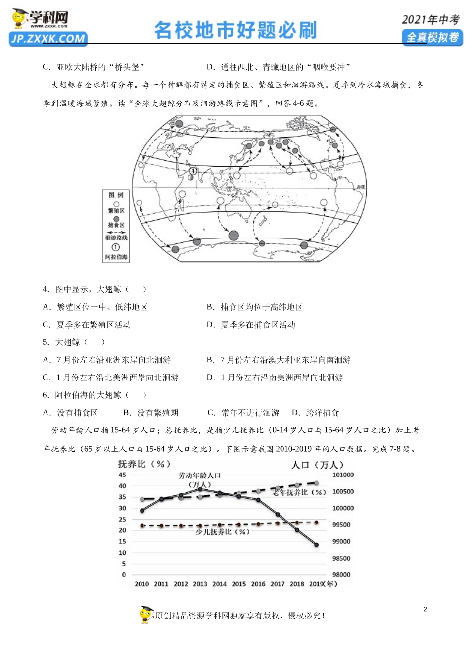 黄金卷19-【赢在中考·黄金20卷】备战2021年中考地理全真模拟卷（原卷版）.docx_第2页