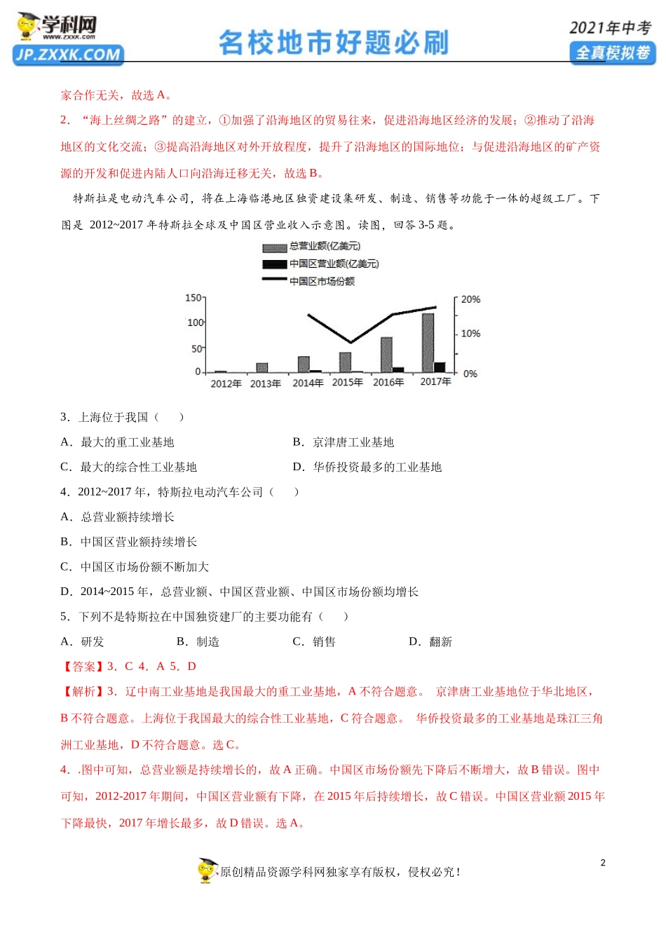 黄金卷10-【赢在中考·黄金20卷】备战2021年中考地理全真模拟卷（全国通用版）（解析版）.docx_第2页