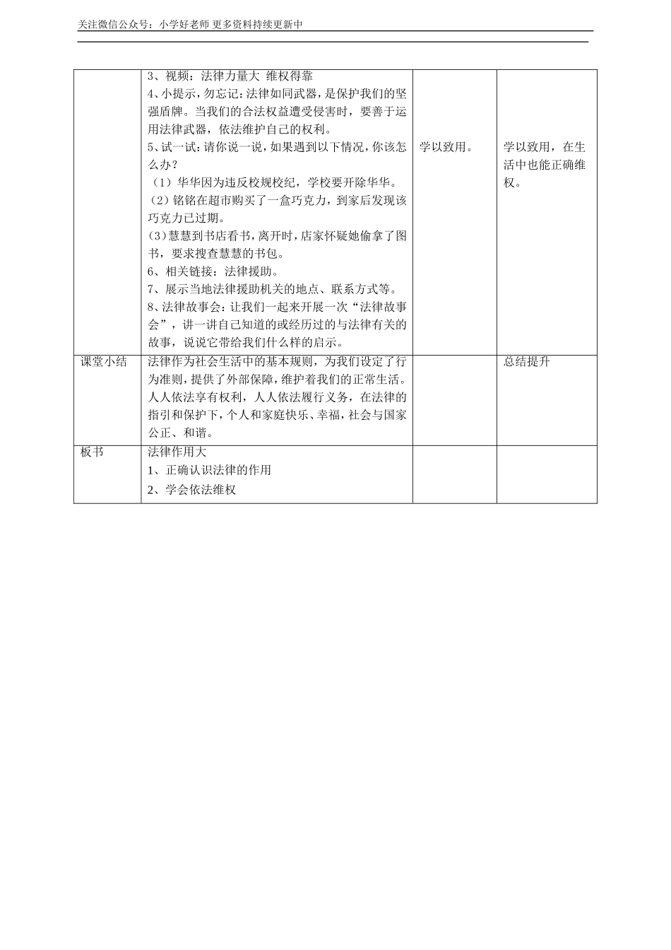 1 感受生活中的法律第3课时 教案 表格.doc_第3页