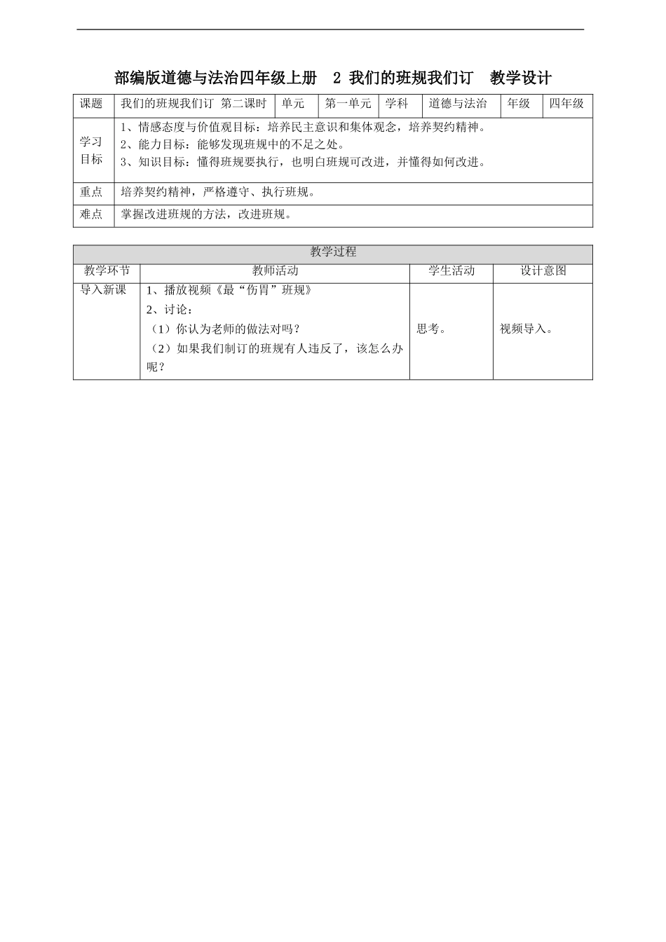 2我们的班规我们订第二课时 教案.doc_第1页