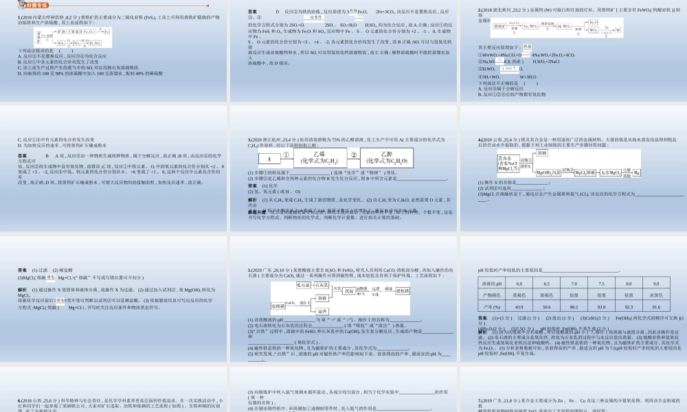 18专题十八　工艺流程题 课件 2021年中考化学（全国）一轮复习【考百分kao100.com】.pptx