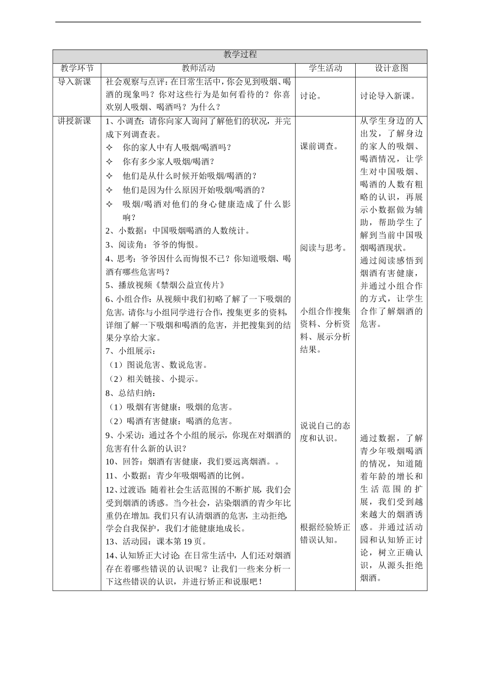 3主动拒绝烟酒与毒品第一课时教案.doc_第2页