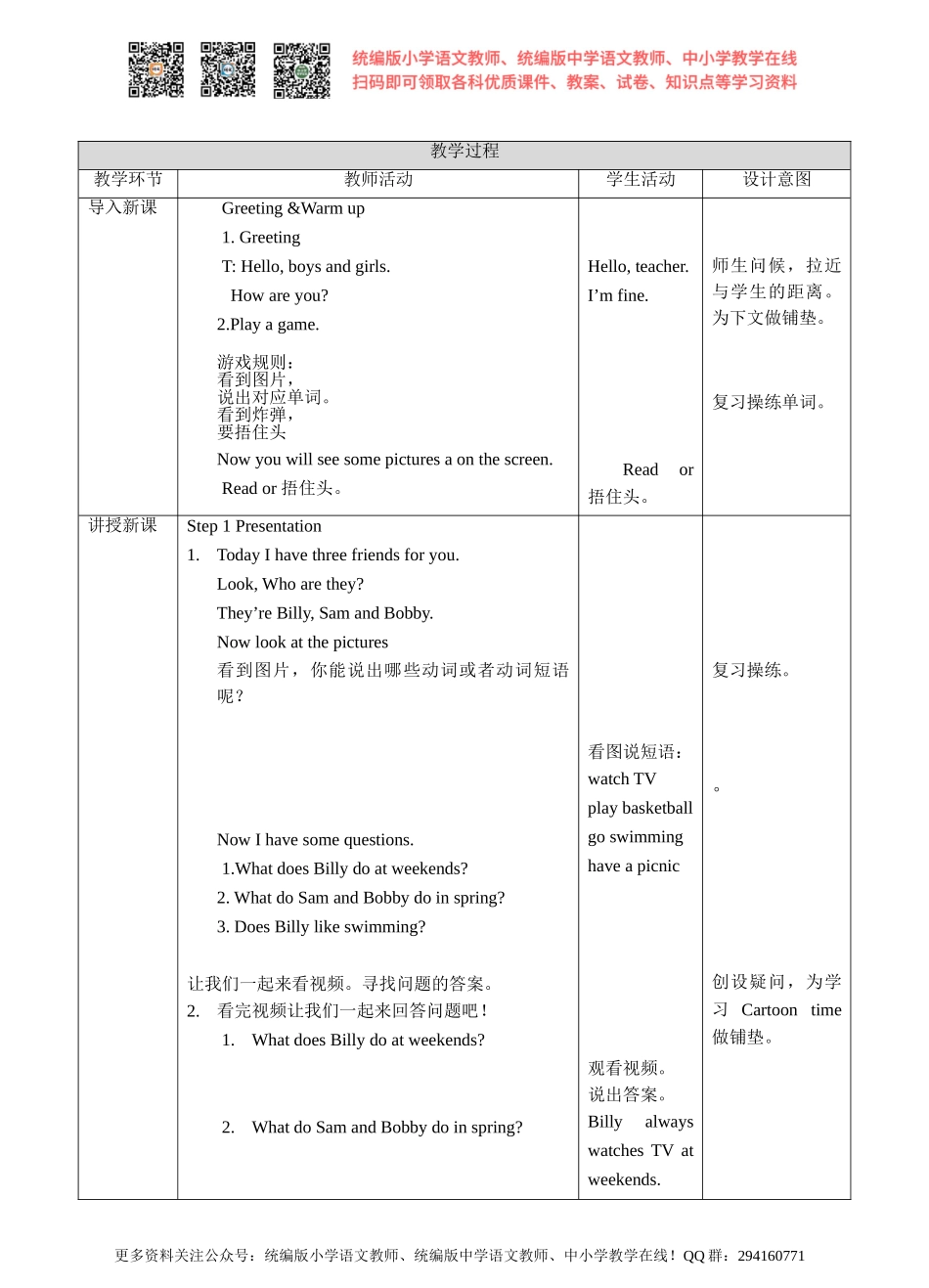 Unit 7 At weekends 第三课时Cartoon time(教案).doc_第2页