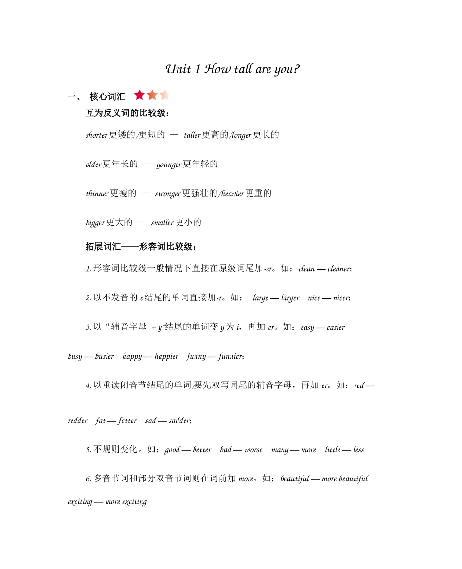 人教六下 Unit 1 知识清单.docx_第1页