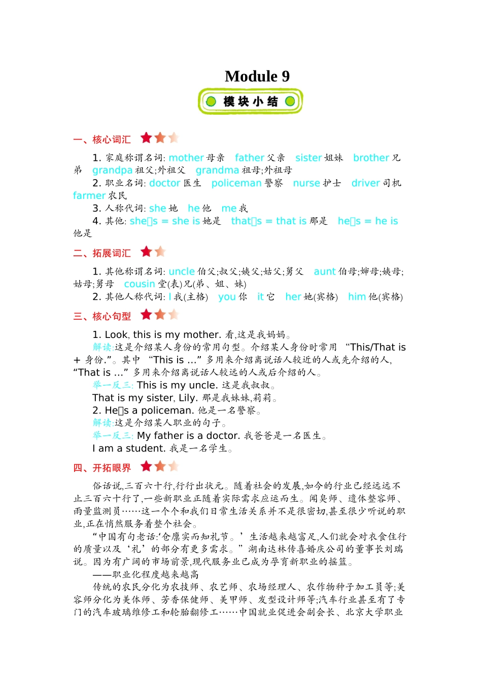 外研三上 Module 9 知识清单.docx_第1页