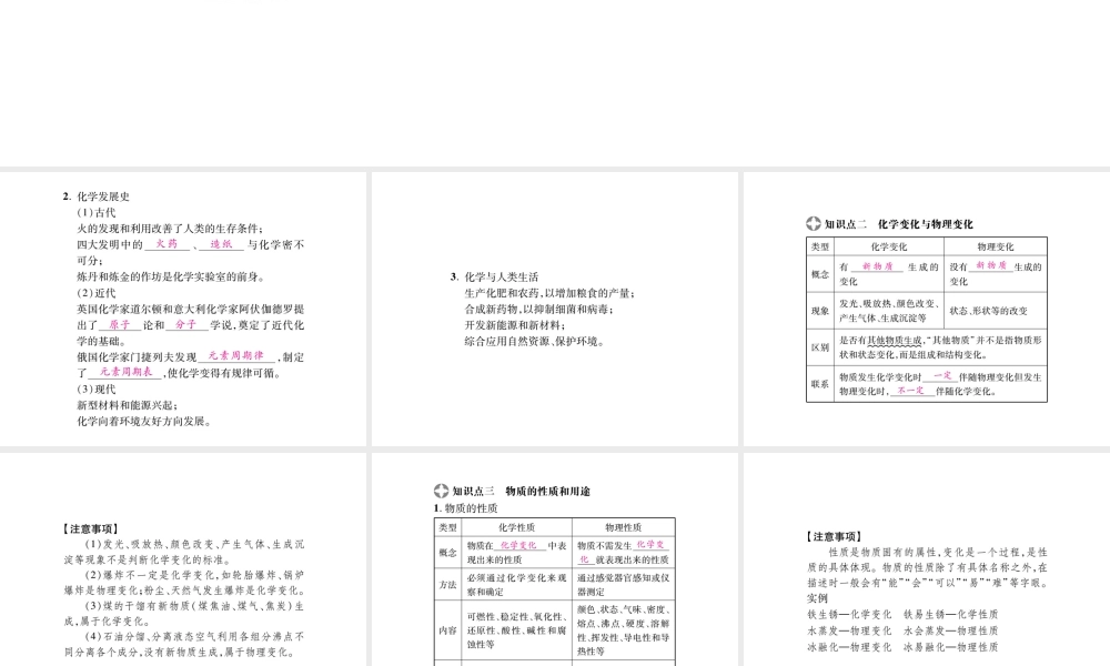 2019年中考化学基础知识梳理课件：第1单元 知识梳理(共28张PPT)【考百分kao100.com】.pptx