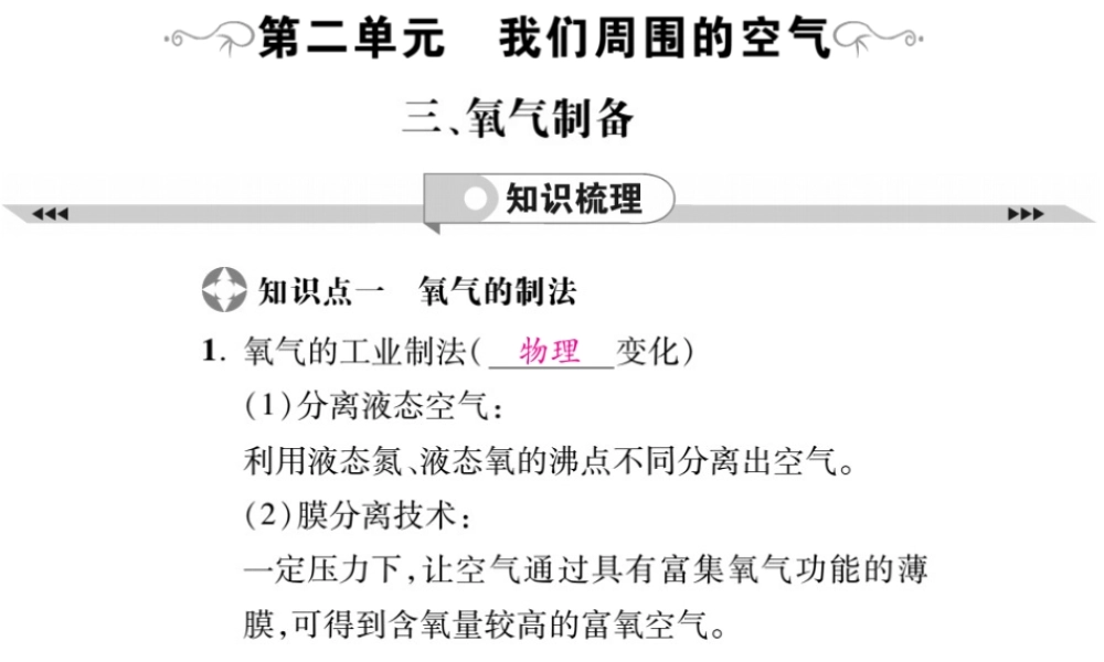 2019年中考化学基础知识梳理课件：第2单元 3 氧气制备 知识梳理【考百分kao100.com】.pptx