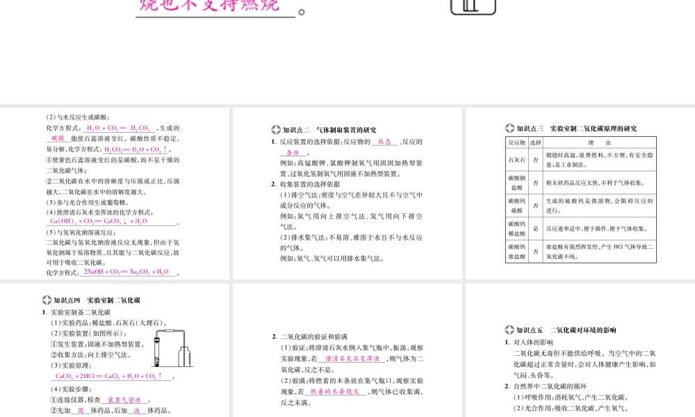 2019年中考化学基础知识梳理课件：第6单元 2 二氧化碳 知识梳理【考百分kao100.com】.pptx