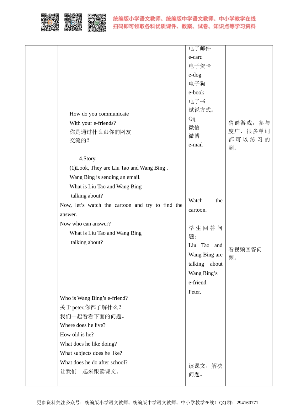 牛津译林版-英语-五上-Unit6 My e-friend 第一课时Story time.(教案).doc_第3页