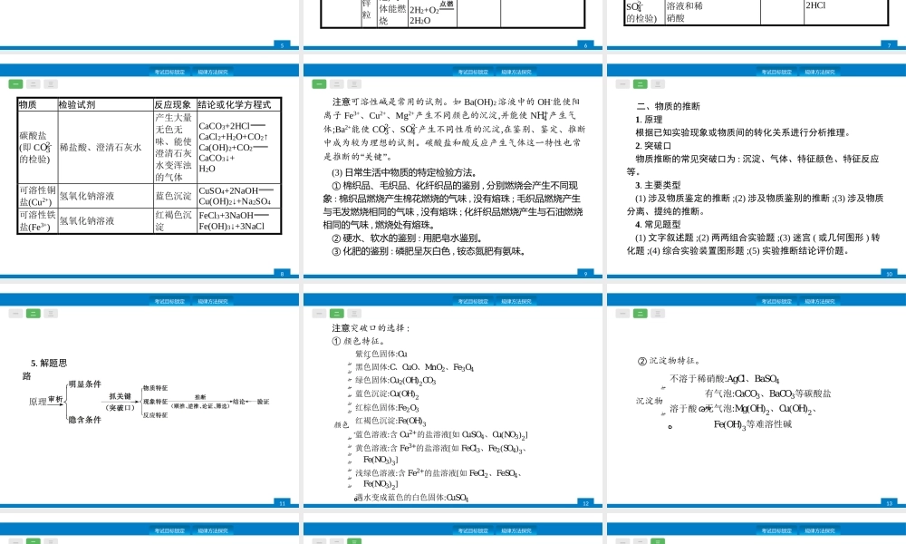 2020中考化学新高分大二轮复习全国版（课件+精练）：专题五　物质的检验、提纯和推断【考百分kao100.com】.pptx