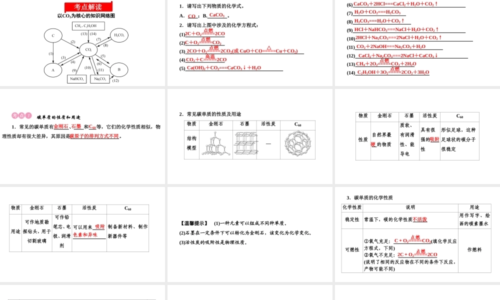 2020中考备考化学考点讲练课件碳和碳的氧化物(共43张PPT)【考百分kao100.com】.ppt